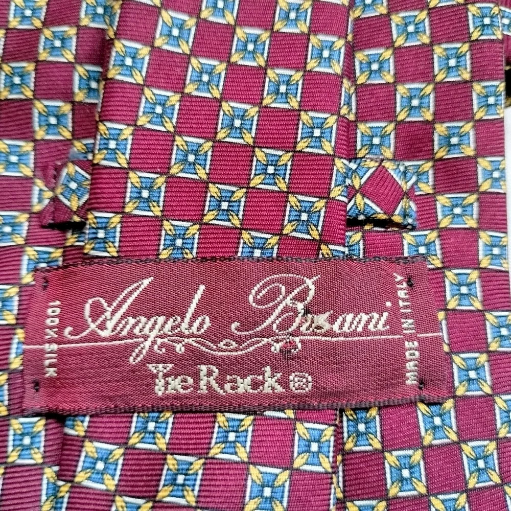 Angelo Bosani The Tie Rack  Necktie Stylish Silk Geometric Pattern Made in Italy